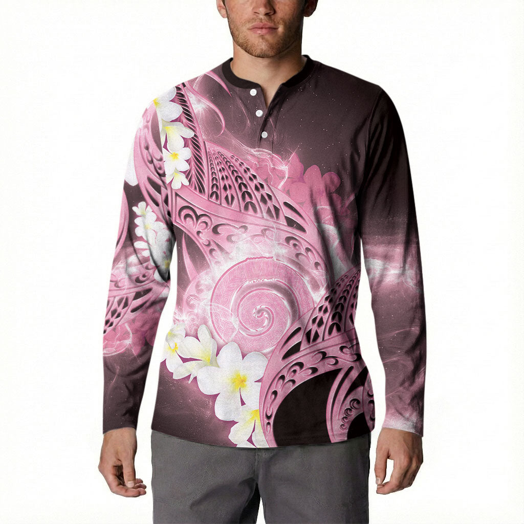 Piko Hawaiian Button Sweatshirt Pink Galaxy Spiral Plumeria Tribal Patterns