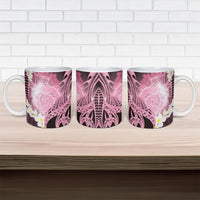 Piko Hawaiian Ceramic Mug Pink Galaxy Spiral Plumeria Tribal Patterns
