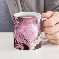 Piko Hawaiian Ceramic Mug Pink Galaxy Spiral Plumeria Tribal Patterns
