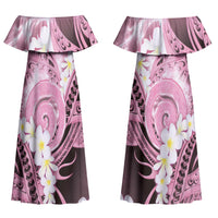 Piko Hawaiian Couples Matching Off Shoulder Maxi Dress and Hawaiian Shirt Pink Galaxy Spiral Plumeria Tribal Patterns