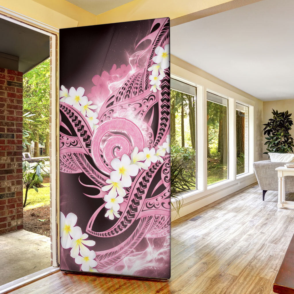 Piko Hawaiian Door Cover Pink Galaxy Spiral Plumeria Tribal Patterns