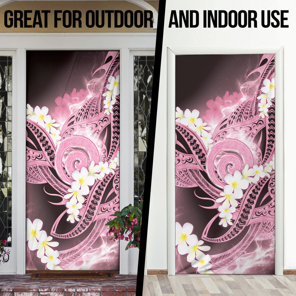 Piko Hawaiian Door Cover Pink Galaxy Spiral Plumeria Tribal Patterns