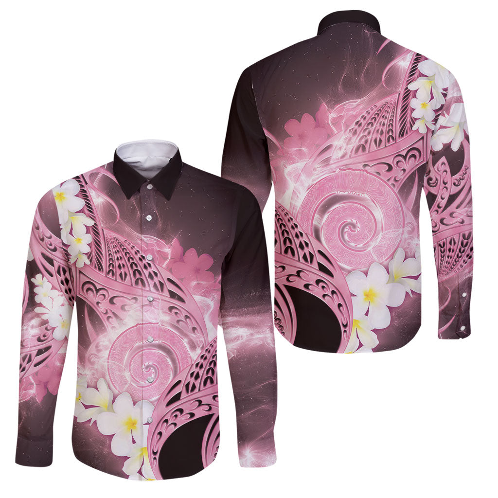 Piko Hawaiian Family Matching Mermaid Dress and Hawaiian Shirt Pink Galaxy Spiral Plumeria Tribal Patterns