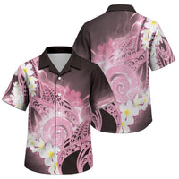 Piko Hawaiian Family Matching Off The Shoulder Long Sleeve Dress and Hawaiian Shirt Pink Galaxy Spiral Plumeria Tribal Patterns