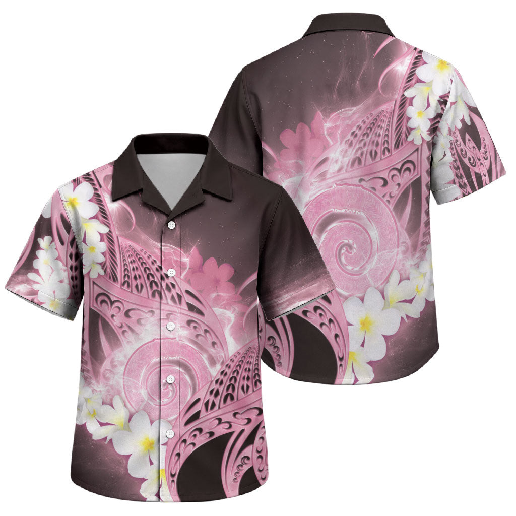 Piko Hawaiian Family Matching Tank Maxi Dress and Hawaiian Shirt Pink Galaxy Spiral Plumeria Tribal Patterns