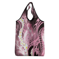 Piko Hawaiian Grocery Bag Pink Galaxy Spiral Plumeria Tribal Patterns