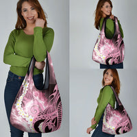 Piko Hawaiian Grocery Bag Pink Galaxy Spiral Plumeria Tribal Patterns