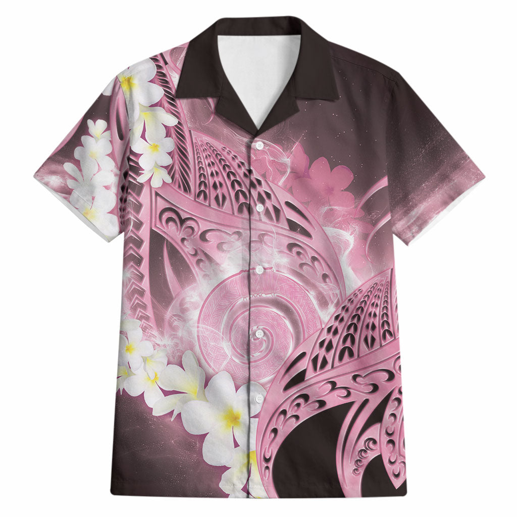 Piko Hawaiian Hawaiian Shirt Pink Galaxy Spiral Plumeria Tribal Patterns