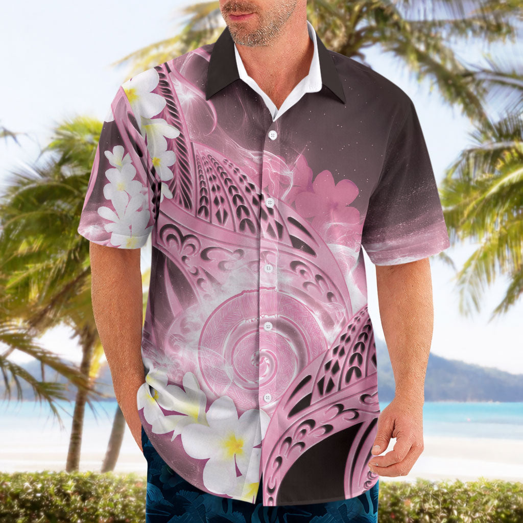 Piko Hawaiian Hawaiian Shirt Pink Galaxy Spiral Plumeria Tribal Patterns