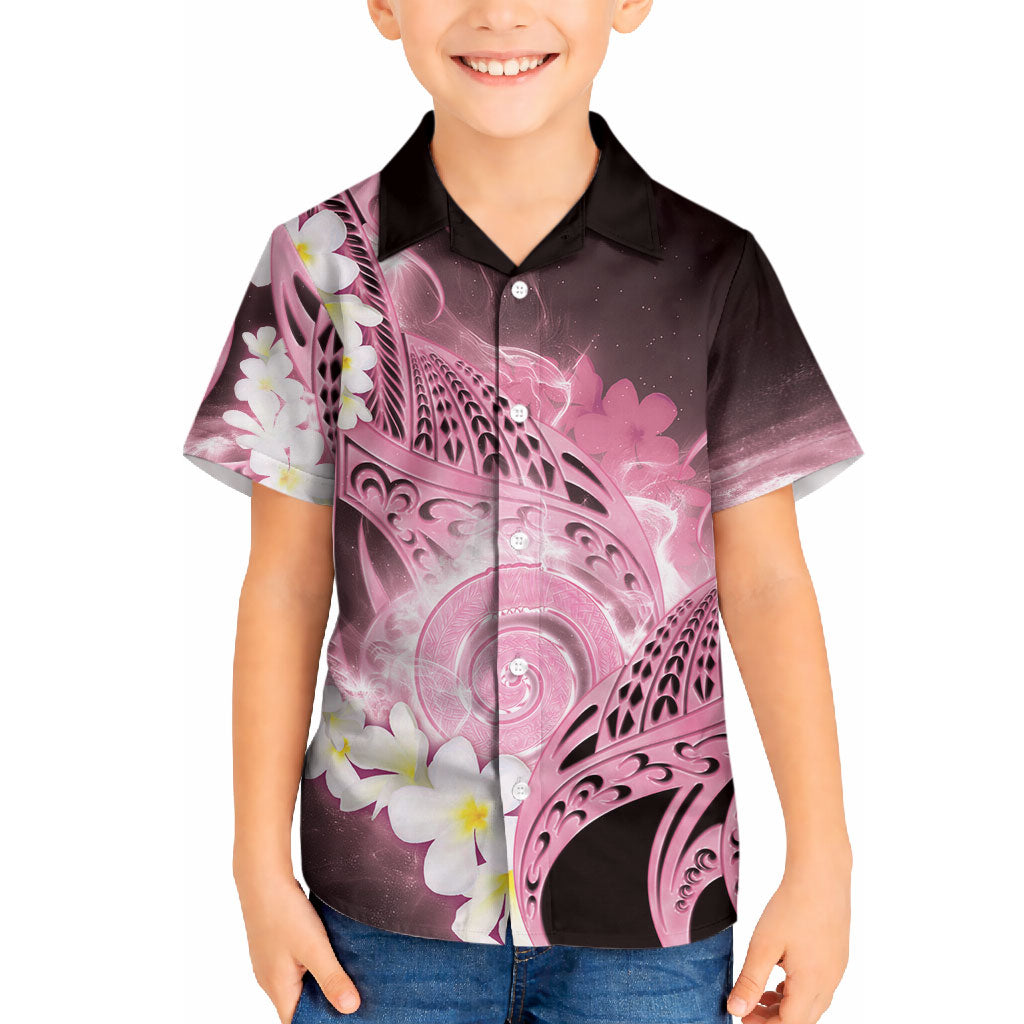 Piko Hawaiian Hawaiian Shirt Pink Galaxy Spiral Plumeria Tribal Patterns