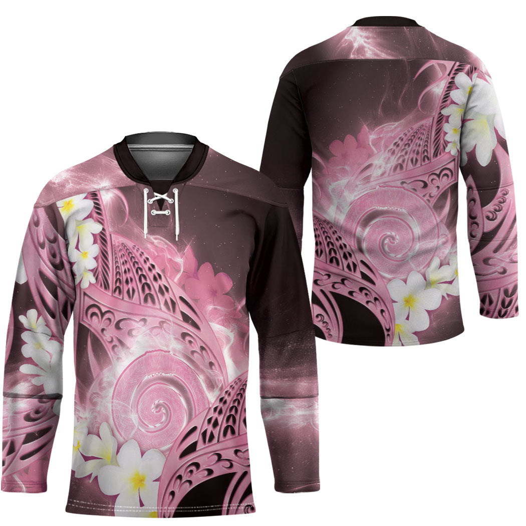 Piko Hawaiian Hockey Jersey Pink Galaxy Spiral Plumeria Tribal Patterns