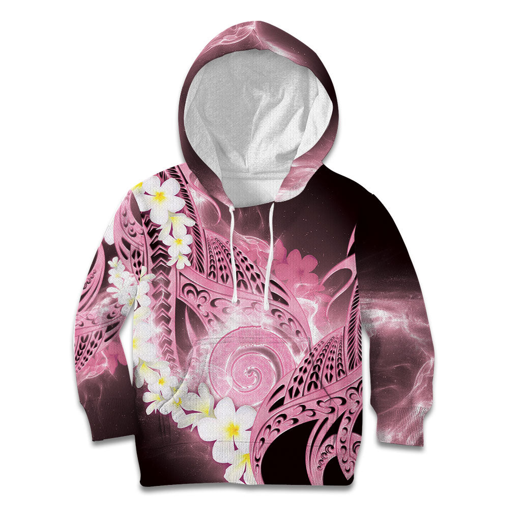 Piko Hawaiian Kid Hoodie Pink Galaxy Spiral Plumeria Tribal Patterns