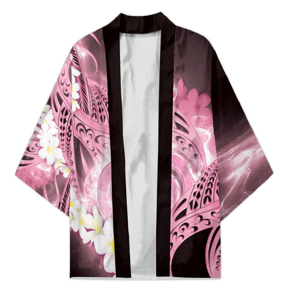 Piko Hawaiian Kimono Pink Galaxy Spiral Plumeria Tribal Patterns