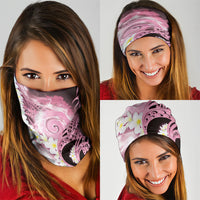Piko Hawaiian Neck Gaiter Pink Galaxy Spiral Plumeria Tribal Patterns