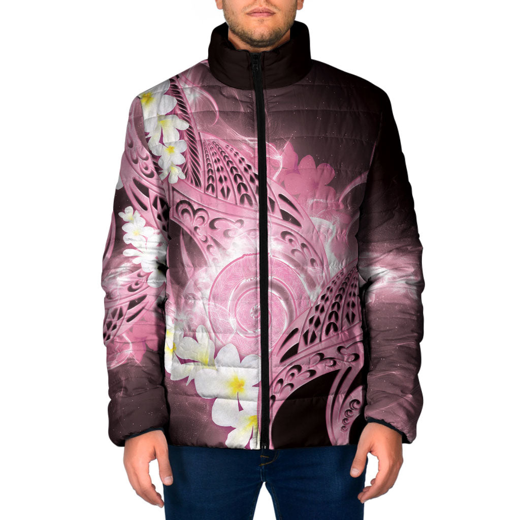 Piko Hawaiian Padded Jacket Pink Galaxy Spiral Plumeria Tribal Patterns