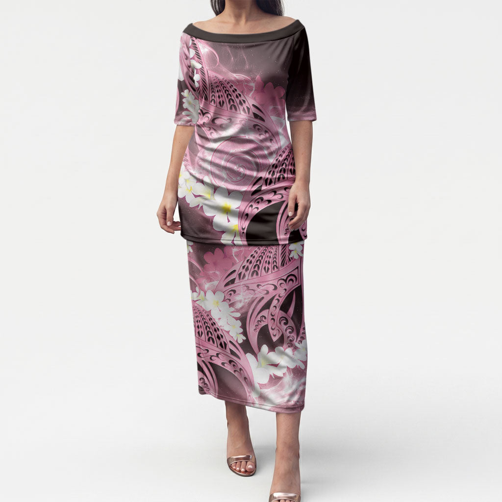 Piko Hawaiian Puletasi Pink Galaxy Spiral Plumeria Tribal Patterns