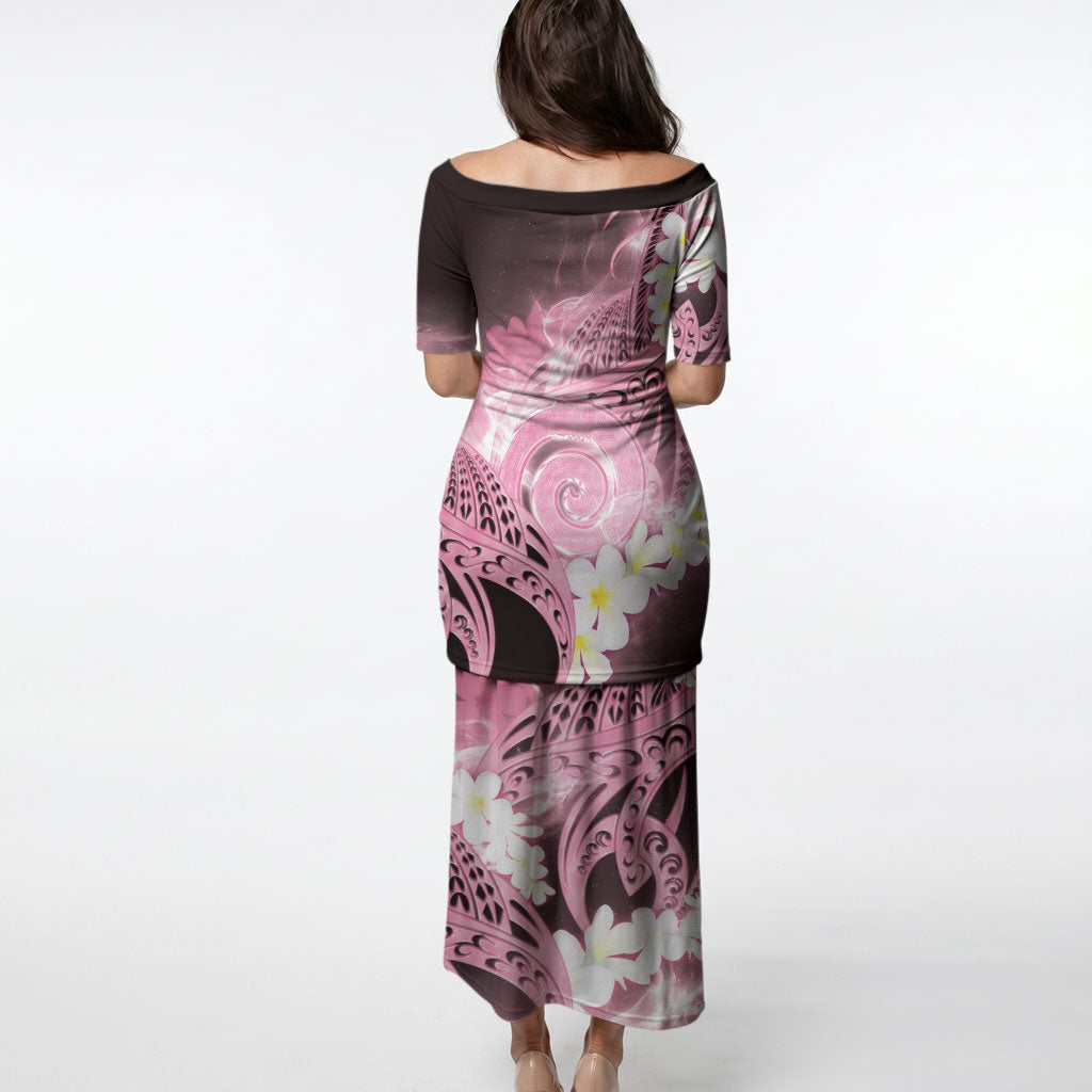 Piko Hawaiian Puletasi Pink Galaxy Spiral Plumeria Tribal Patterns