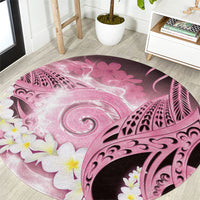 Piko Hawaiian Round Carpet Pink Galaxy Spiral Plumeria Tribal Patterns