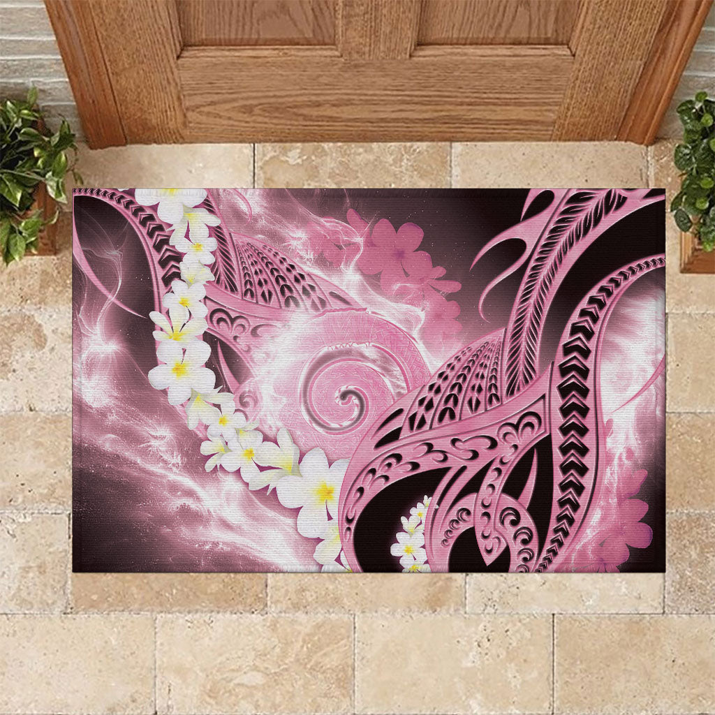 Piko Hawaiian Rubber Doormat Pink Galaxy Spiral Plumeria Tribal Patterns DT05 Pink - Polynesian Pride
