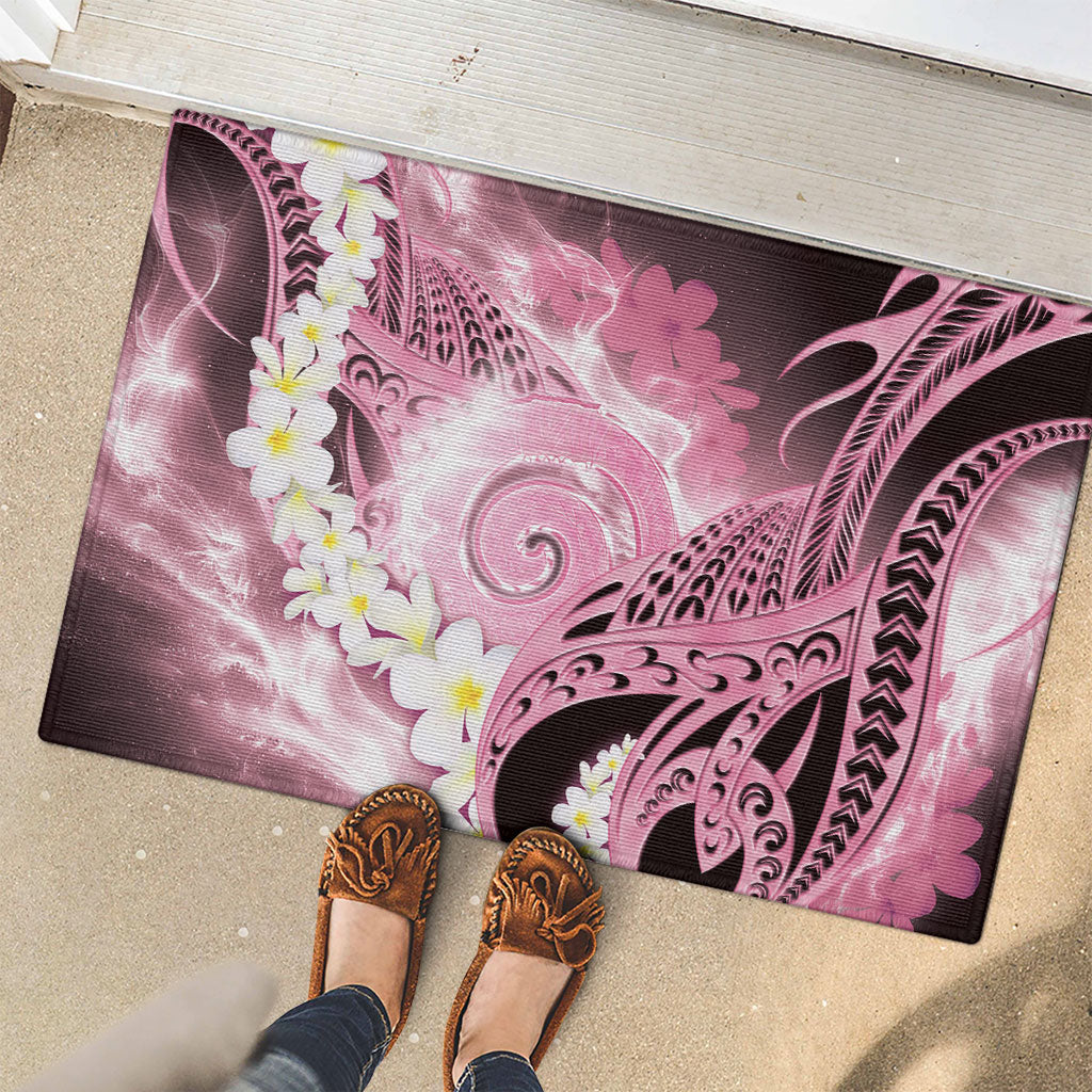 Piko Hawaiian Rubber Doormat Pink Galaxy Spiral Plumeria Tribal Patterns