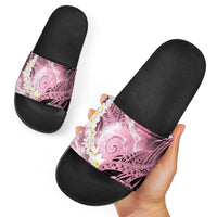 Piko Hawaiian Slide Sandals Pink Galaxy Spiral Plumeria Tribal Patterns