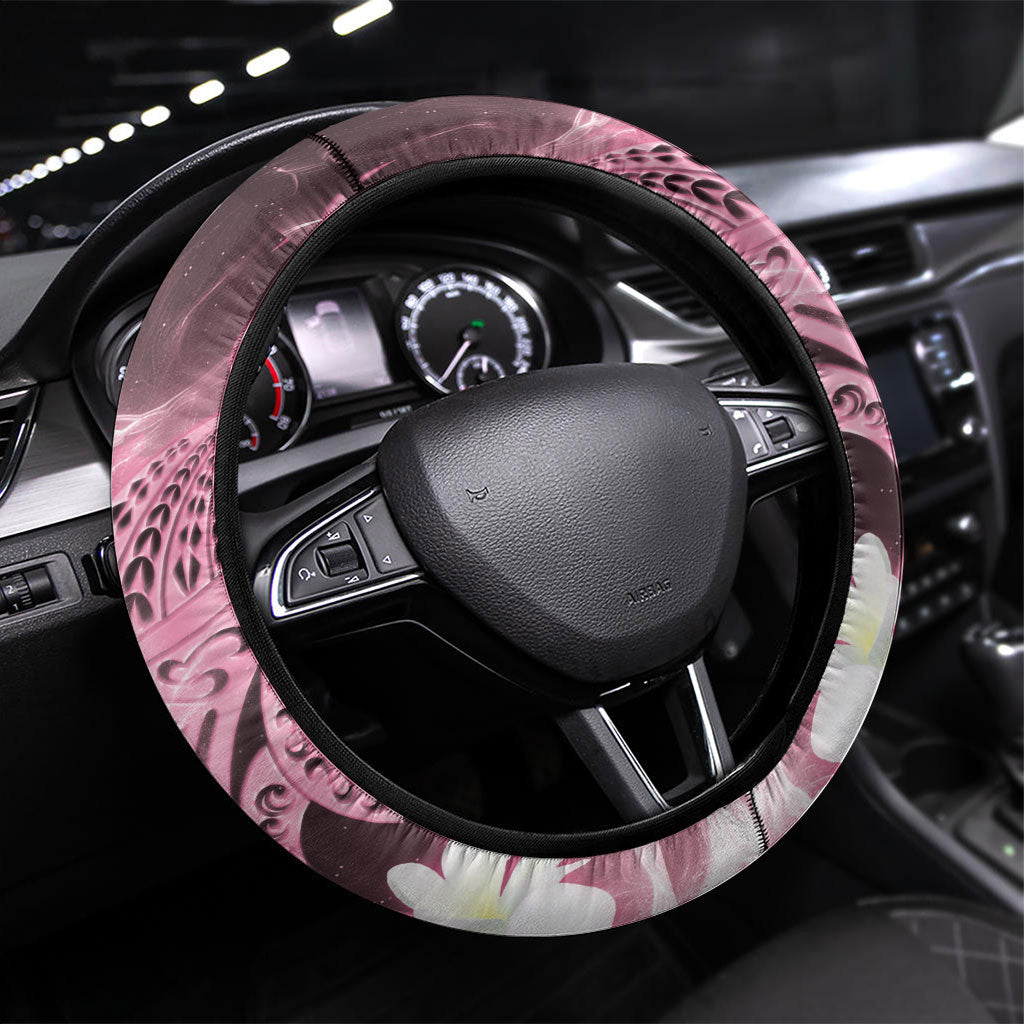 Piko Hawaiian Steering Wheel Cover Pink Galaxy Spiral Plumeria Tribal Patterns