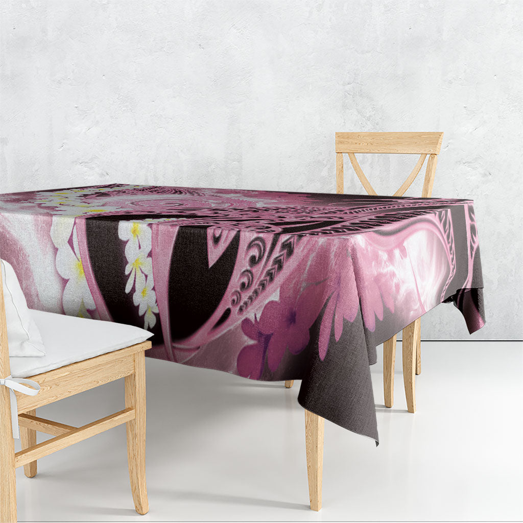 Piko Hawaiian Tablecloth Pink Galaxy Spiral Plumeria Tribal Patterns