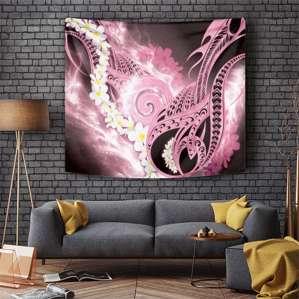 Piko Hawaiian Tapestry Pink Galaxy Spiral Plumeria Tribal Patterns