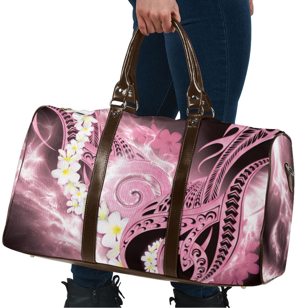 Piko Hawaiian Travel Bag Pink Galaxy Spiral Plumeria Tribal Patterns