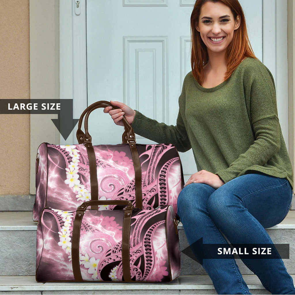 Piko Hawaiian Travel Bag Pink Galaxy Spiral Plumeria Tribal Patterns