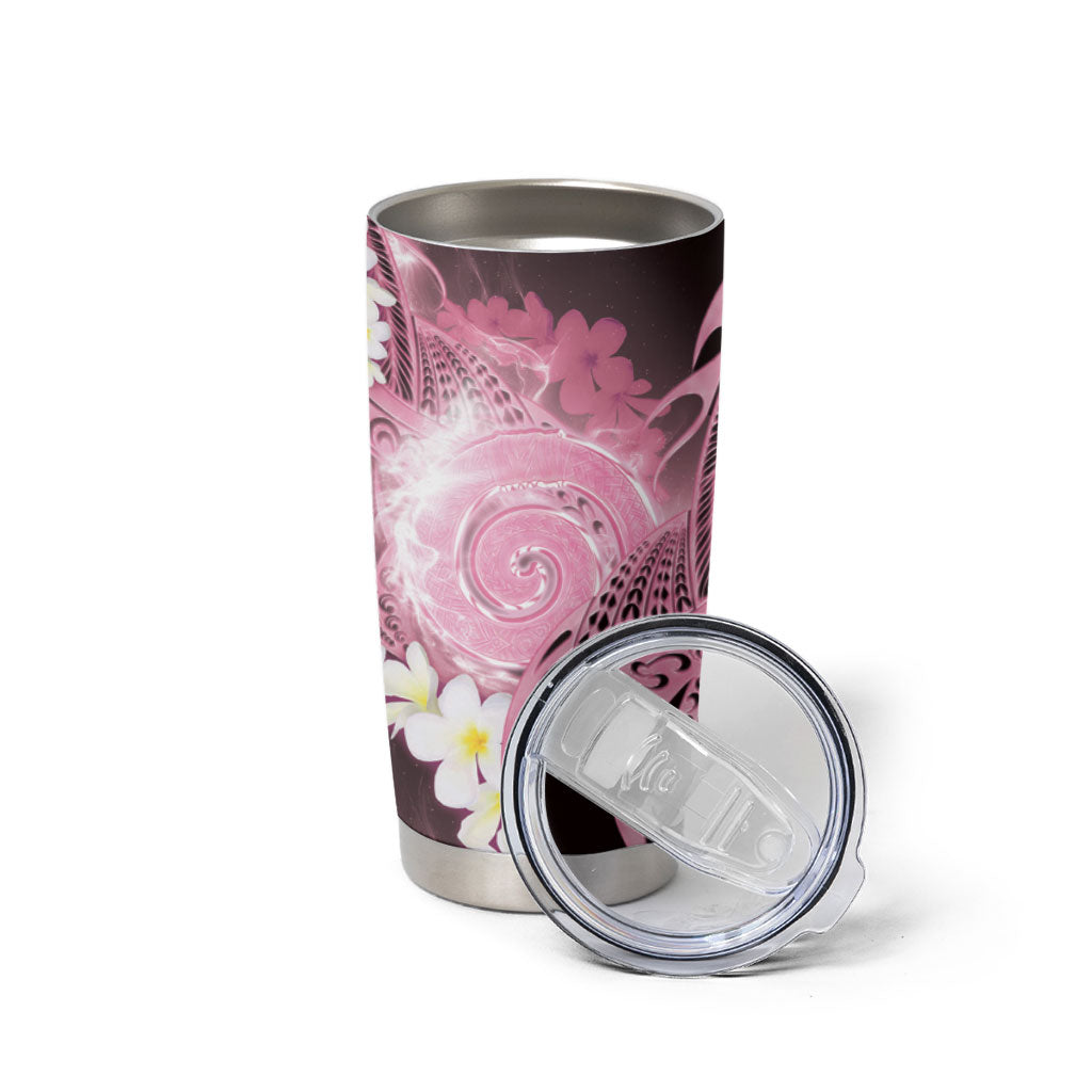 Piko Hawaiian Tumbler Cup Pink Galaxy Spiral Plumeria Tribal Patterns