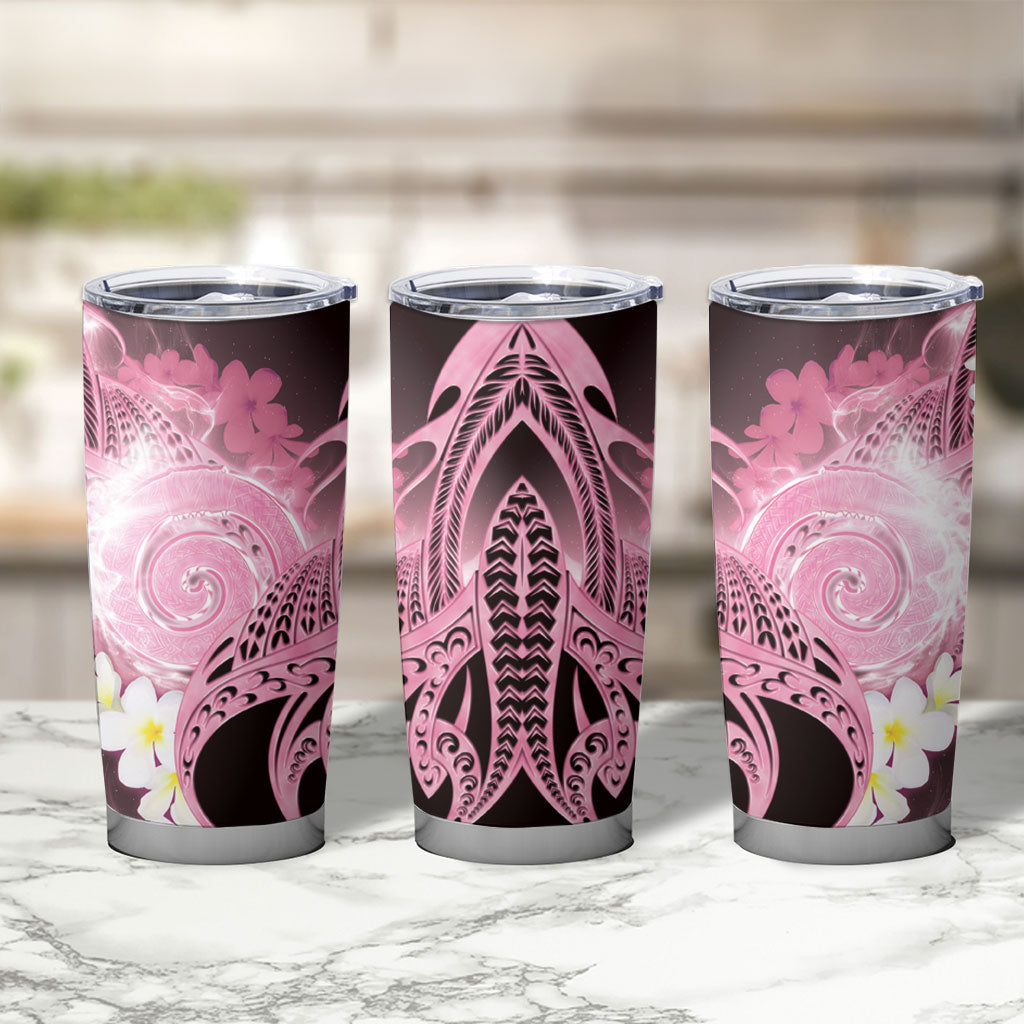Piko Hawaiian Tumbler Cup Pink Galaxy Spiral Plumeria Tribal Patterns