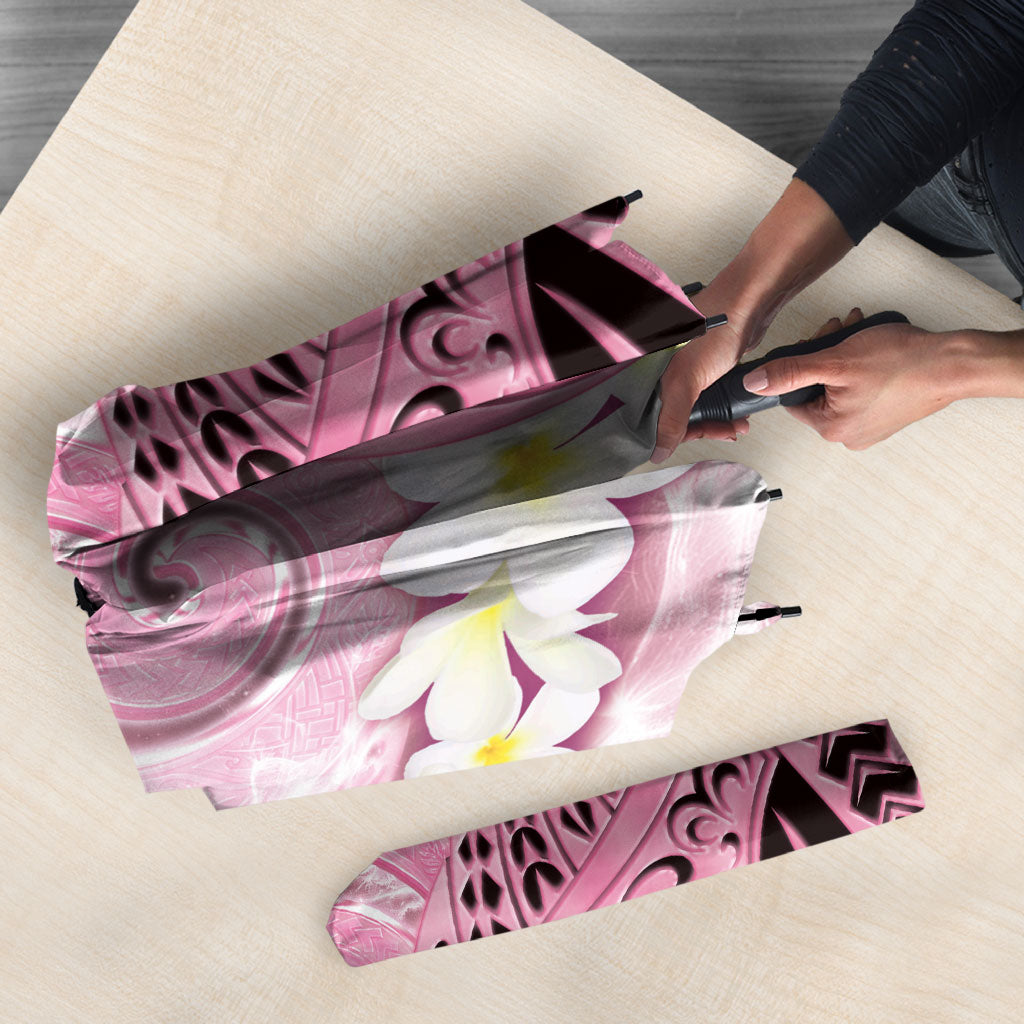 Piko Hawaiian Umbrella Pink Galaxy Spiral Plumeria Tribal Patterns