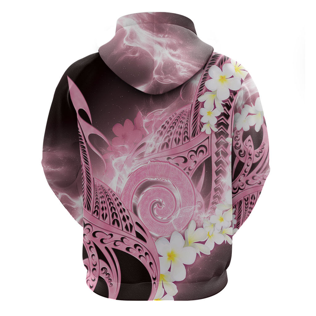 Piko Hawaiian Zip Hoodie Pink Galaxy Spiral Plumeria Tribal Patterns