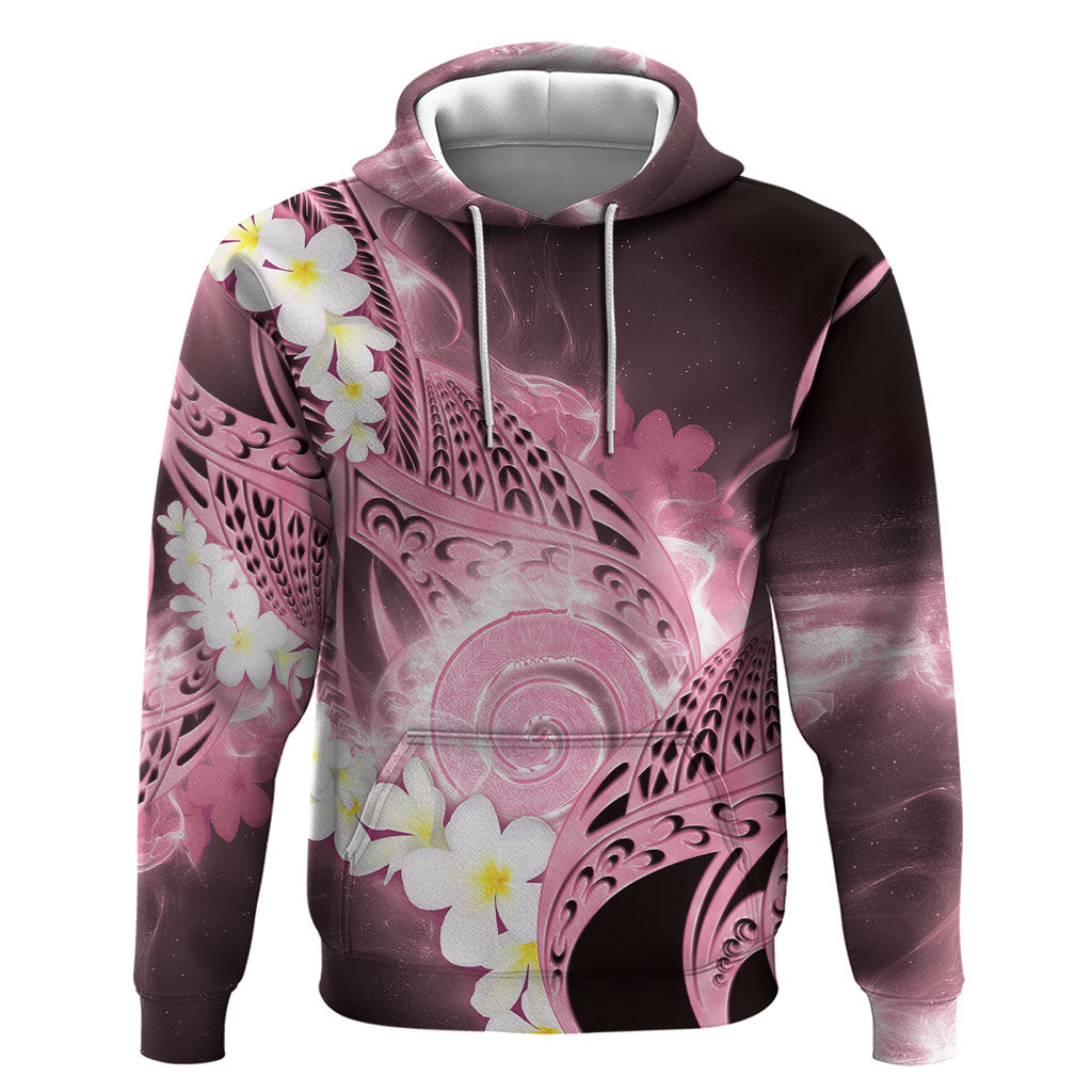 Piko Hawaiian Zip Hoodie Pink Galaxy Spiral Plumeria Tribal Patterns