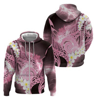Piko Hawaiian Zip Hoodie Pink Galaxy Spiral Plumeria Tribal Patterns