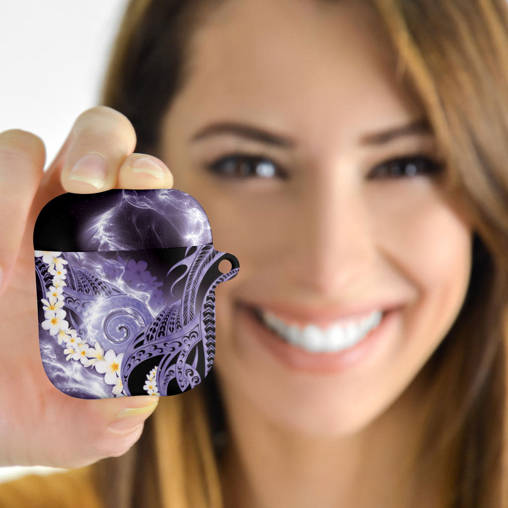 Piko Hawaiian AirPods Case Purple Galaxy Spiral Plumeria Tribal Patterns
