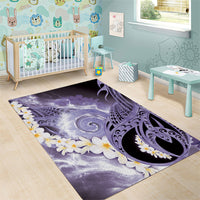 Piko Hawaiian Area Rug Purple Galaxy Spiral Plumeria Tribal Patterns