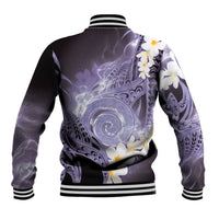 Piko Hawaiian Baseball Jacket Purple Galaxy Spiral Plumeria Tribal Patterns