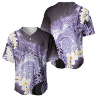Piko Hawaiian Baseball Jersey Purple Galaxy Spiral Plumeria Tribal Patterns