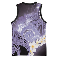 Piko Hawaiian Basketball Jersey Purple Galaxy Spiral Plumeria Tribal Patterns