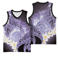 Piko Hawaiian Basketball Jersey Purple Galaxy Spiral Plumeria Tribal Patterns