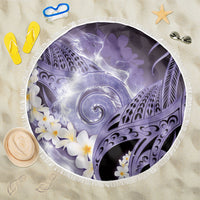 Piko Hawaiian Beach Blanket Purple Galaxy Spiral Plumeria Tribal Patterns
