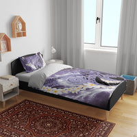 Piko Hawaiian Bedding Set Purple Galaxy Spiral Plumeria Tribal Patterns
