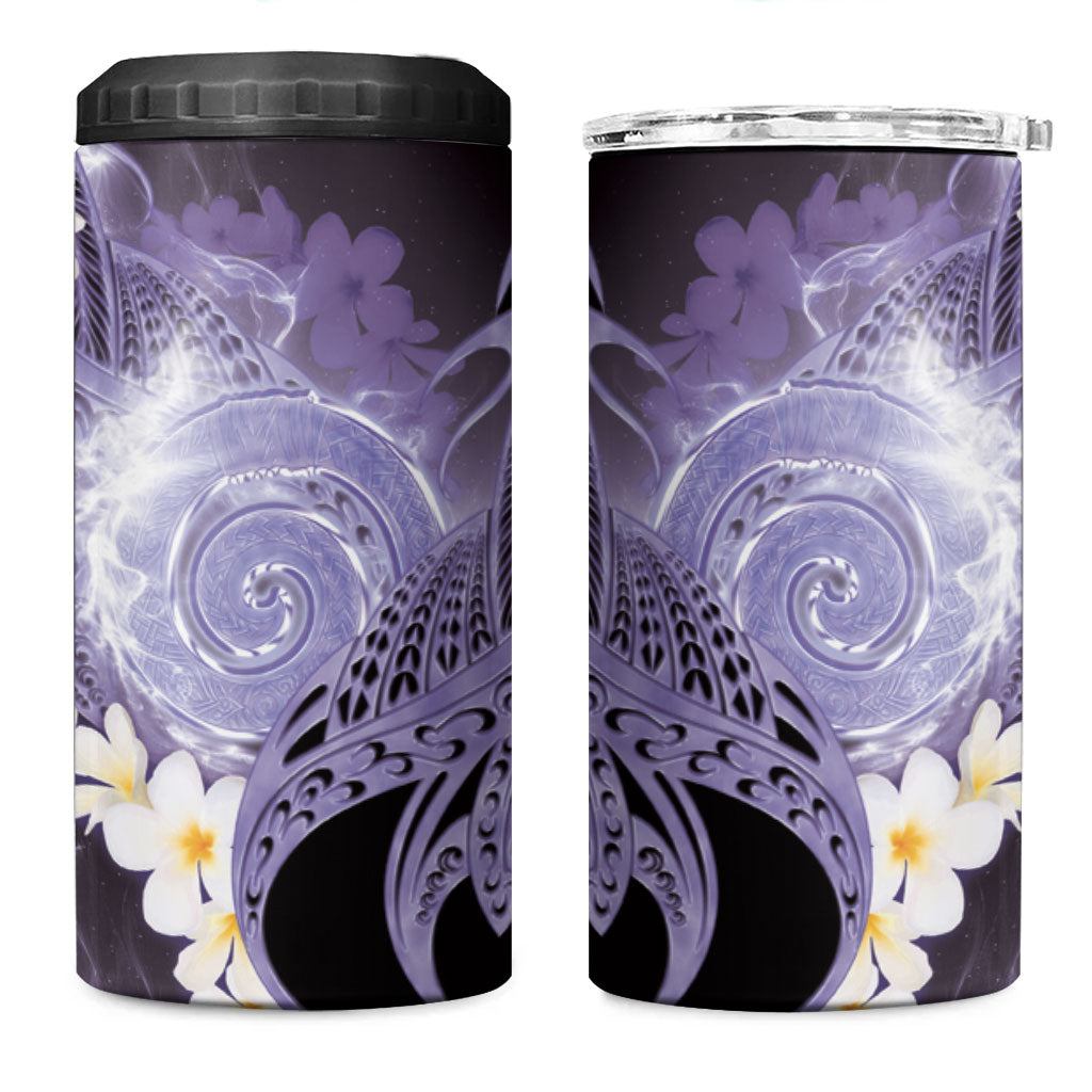 Piko Hawaiian 4 in 1 Can Cooler Tumbler Purple Galaxy Spiral Plumeria Tribal Patterns