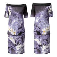 Piko Hawaiian Couples Matching Puletasi and Hawaiian Shirt Purple Galaxy Spiral Plumeria Tribal Patterns