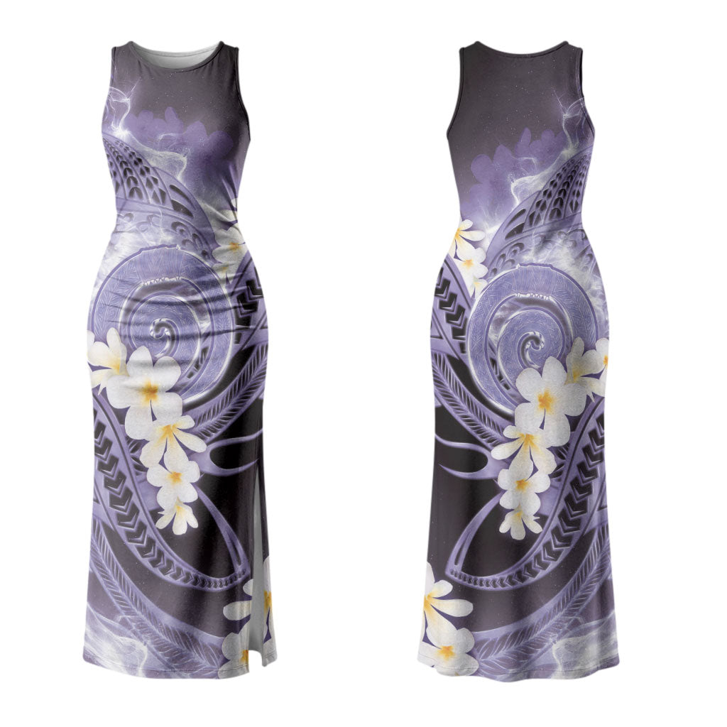 Piko Hawaiian Couples Matching Tank Maxi Dress and Long Sleeve Button Shirt Purple Galaxy Spiral Plumeria Tribal Patterns