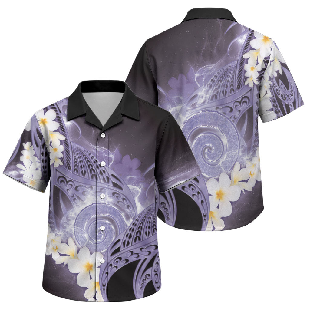 Piko Hawaiian Family Matching Mermaid Dress and Hawaiian Shirt Purple Galaxy Spiral Plumeria Tribal Patterns