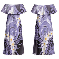 Piko Hawaiian Family Matching Off Shoulder Maxi Dress and Hawaiian Shirt Purple Galaxy Spiral Plumeria Tribal Patterns