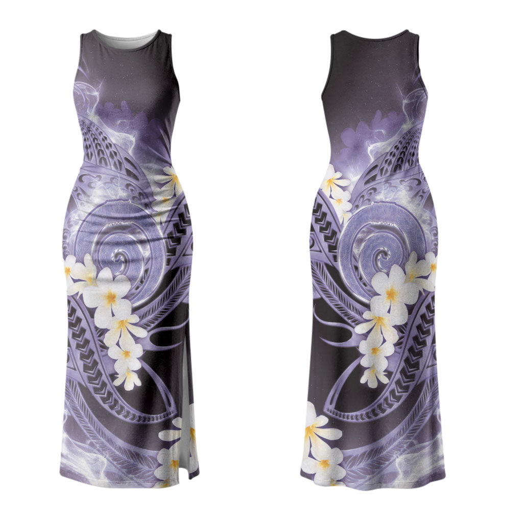 Piko Hawaiian Family Matching Tank Maxi Dress and Hawaiian Shirt Purple Galaxy Spiral Plumeria Tribal Patterns